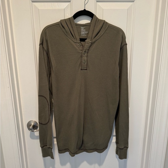 Mens GAP Green Thermal Hoodie Size XL - Picture 1 of 9